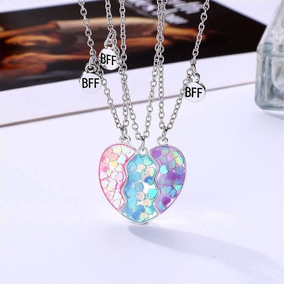 2-3Pcs Cute Half Broken Heart Koala Panda Engraved BFF Pendant Necklace - Picture 2 of 5